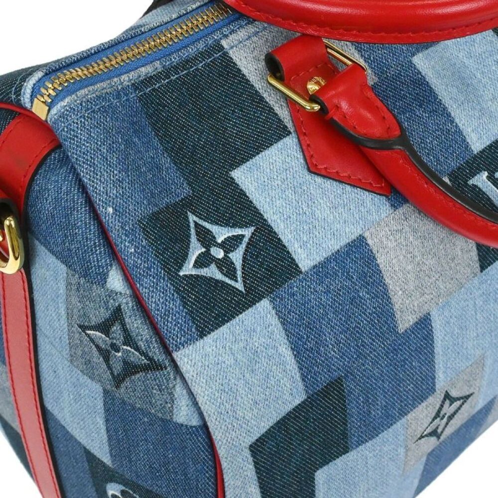 Louis Vuitton Speedy Bandouliere Damier And Monogram Patchwork Denim Blue - Picture 10 of 10